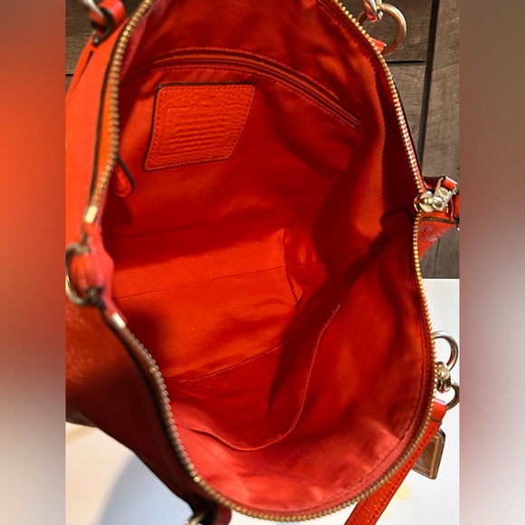 COACH®  Small Kelsey 2- Way Satchel in Pebbled Leather in “Bright Orange.” - Picture 8 of 10